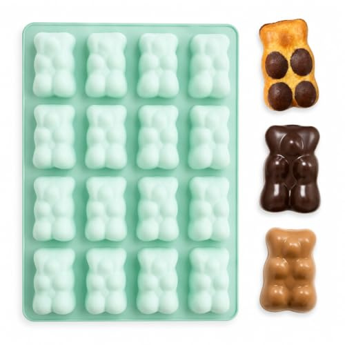 Wondercook - Moule en silicone pour patisserie 16 OURSONS en guimauve, chocolat, gateaux ou cake. Recettes offertes ! Qualité professionnelle