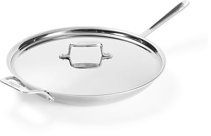 All-Clad D5® Stainless Steel Core 14 Inch Frying Pan Covered - Made in the USA - The Upgrade for Supremely Even Heat- Oven Safe & Induction Compatible Cookware
