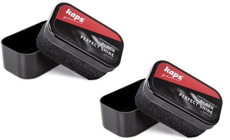 Kaps Polierschwamm Perfect Shine (2er Pack), Doppelpack Schwarzer Polier Schwamm für Einen Gepflegten Look | Sofortglanz für Leder und Synthetik Schuhe | Einfach zu Verwenden, Langlebig, Kompakt