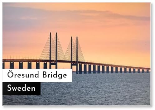 Die Öresundbrücke von Malmö Ein Sommerabend bei Sonnenuntergang gesehen, Kühlschrankmagnet