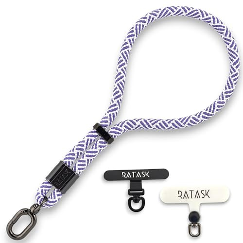 RATASK Adjustable Wrist Strap Lanyard, Rope Lanyard Wrist Strap for Mobile Phones, Cameras, Keyring,Phone Accessory Pendant (Patterned Purple)