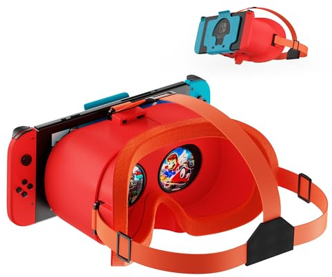 VR Brille für Nintendo Switch/Switch OLED, Switch Virtual Reality Brille mit Verstellbaren HD-Linsen und bequemem Kopfband, Labo Goggles VR Kit 3D-Brille für Switch Zubehör