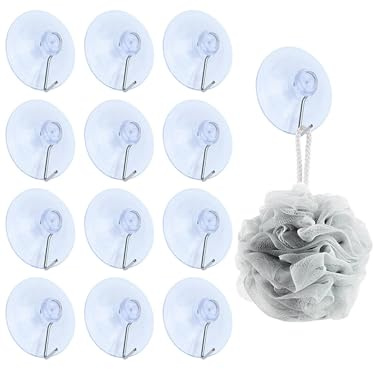 Miraculife Wandhaken Mit Saugnapf, 12 Stück Saugnapf Haken, Kleine Saugnäpfe Aus Kunststoff Mit Rundem Haken Für Bad Und Küche, Haken Mit Saugnäpfen