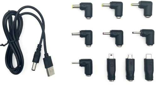 JZK USB auf DC 5V Stromladekabel mit 5.5 x 2.1 mm Hohlstecker, 10-in-1 DC-Anschlussstecker, Typ C, Micro USB, 2.5x0.7, 3.0x1.1, 3.5x1.35, 4.0x1.35, 4.0x1.7, 4.8x1.7, 5.5x2.5 mm
