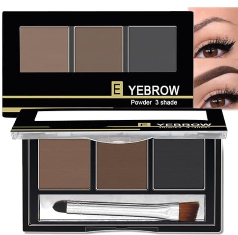 3-Color Eyebrow Powder & Pomade Kit - Black, Dark Coffee, Light Coffee.Waterproof, Sweat-Proof, Long-Lasting - Easy to Apply for Natural-Looking Brows All Day