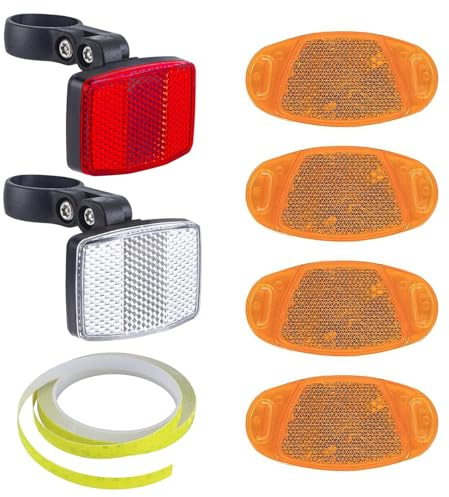 Kzouenzu Raggi occhi di gatto, 6 riflettori per bicicletta, riflettori anteriori e posteriori, per bici da corsa, mountain bike, bici elettriche