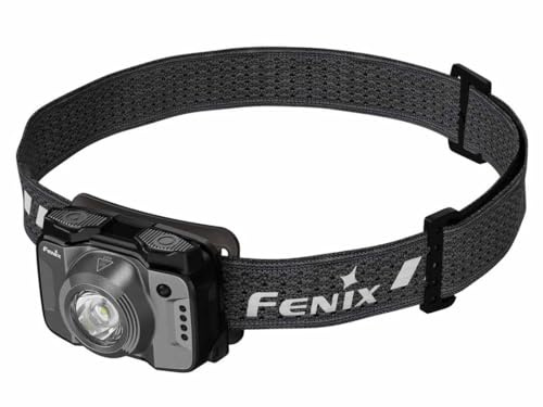 Fenix HL12R V2.0 Grau Wiederaufladbare Outdoor Stirnlampe | 500 Lumen | 125 m | 112 Stunden Max | 500 Lumen weißer Strahler mit sekundärem 1 Lumen Rotstrahl | IP66