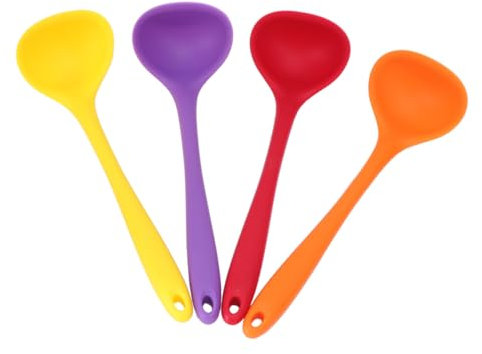 LABRIMP 4piezas Cuchara De Sopa De Silicona Translúcida Cucharón Antiadherente Para Paletas Cocina Flexibles y Resistentes Al Calor Para Sopa