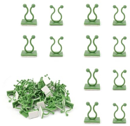 DIYCUT 120 Stück Pflanzenclips für Kletterpflanzen, Grün Pflanzenhalter Clips, Selbstklebend Pflanzen Befestigung, für Kletterpflanzen im Innen, Garten und Terrassenbereich