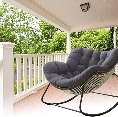 MCNDSI Schaukelstuhl Auflage wasserdicht Rattan Wohnzimmer, Bequemer Schaukelsessel Kissen Outdoor Indoor, Papasansessel Kissen Auflage Doppelt Für Garten, Terrasse(F1)