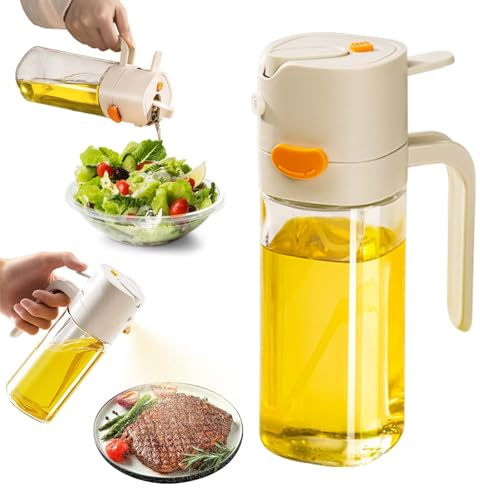 2 In 1 Spruzzatore Olio E Dosatore Olio 530ml Dispenser Spray Olio Da Cucina, Bottiglia Di Vetro Per Olio, Spruzzino Olio In Vetro, Oliera Spray Per Olio D'oliva, Per Cucinare, Cuocere, Insalata
