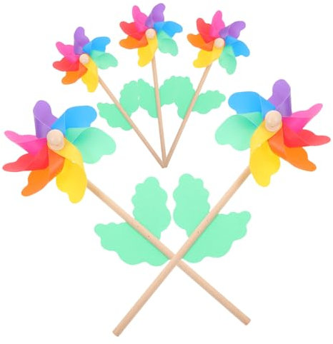 BESTonZON 5pcs Pinwheel Colorful Windmill Garden Decor for Outdoor Fun for Parties and Flowerpots and Practical Windmill Ornaments