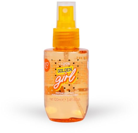 I LOVE Golden Girl Perfume Body Mist Spray rinfrescante per il corpo con profumo di lunga durata, profumo leggero, per donne, 100 ml