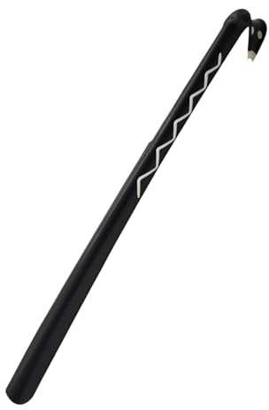 Extra långt – Easy Grip Shoe Entry Tool, slät folie | Hållbart stövelhorn för ryggstöd, höftlindring, äldre vänskapshjälp för , resor, sittande eller användning, svart, Siehe Beschreibung