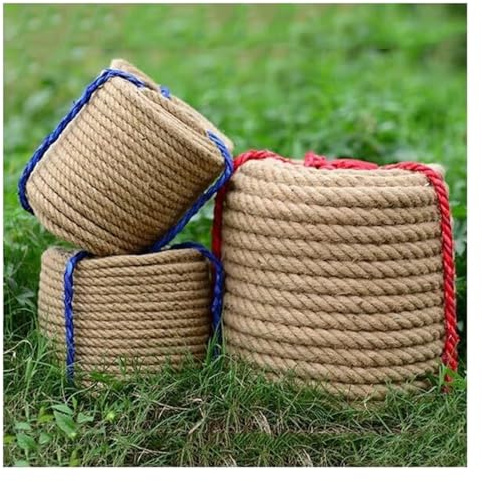 YHNNH, 20mm Thick Jute Rope 5/10/15/20M Twisted 4 Strand Fiber Hemp Rope For Railing Docks Tug Of War Climbing Decorating Crafts(20MM 5M)