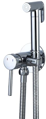 FQYEP Set Miscelatore per Bidet Cromato per Wc con Doccetta per Acqua Calda E Fredda con Kit Spruzzatore,Stile Rotondo