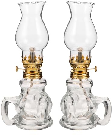 ULTECHNOVO 2 St Vintage Glasolja Lampor med Handhållen Design Kerosinlampa med Mjukt Sken för Inomhusbruk Camping och Festdekoration Oljelampa för Bord och Samling