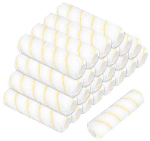 JAPCHET Fundas para rodillo de pintura, 24 piezas, cubiertas de cepillo blancas de 9 pulgadas para paredes y techos, 2.6 pulgadas de diámetro
