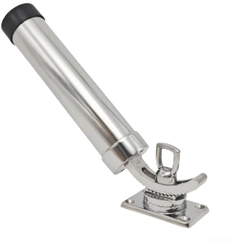 HEBEOT Edelstahl 304 Marine Angelrutenhalter mit 360° Drehgelenk und 90° verstellbarem Rohr, robuste Yachtdeck-Halterung mit abnehmbarer Halterung und Schutzfutter für sicheren Halt