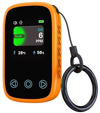 Détecteur de gaz Détecteur de monoxyde Carbone Détection température et d'humidité Corps Compact Facile à Transporter Surveillance la qualité l'air Plage CO 0~999 PPM pour Le Travail et la Maison