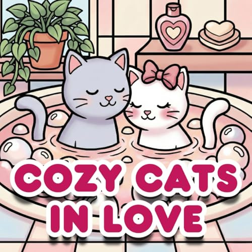 Cozy Cats In Love: Mysig Målarbok för Vuxna och Barn: Bold & Easy med Söta katter, Romantiska scener - Enkel med tjocka linjer för avkoppling