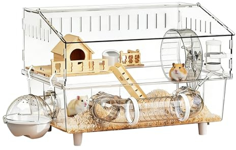 Großer Hamsterkäfig – 17,7 x 11,8 x 13,5 Zoll, abnehmbare Kiste, Bereicherung für kleine Haustiere, langlebiger Mäusekäfig | Outdoor-Reise-Haustiere für Outdoor-Reise-Haustiere, klein