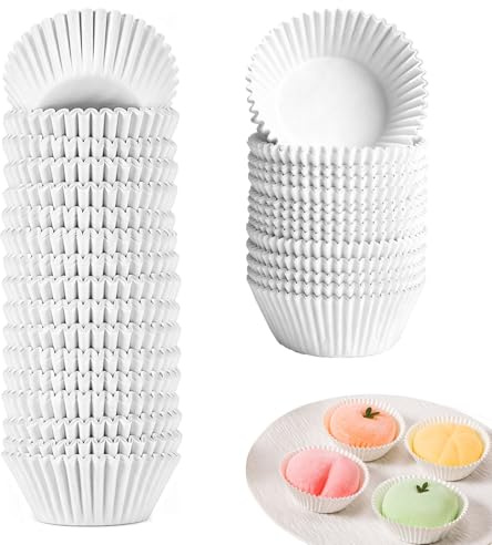 1000 minimoldes de papel blancos, 2,5 cm de diámetro, soporte para cupcakes, pequeños moldes de papel, para postres de chocolate, magdalenas de papel, aptos para hornear y cocinar