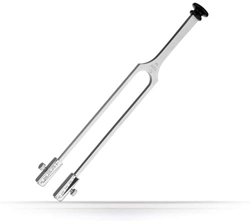 Stimmgabel Rydel-Seiffer, abnehmbare Dämpfer c128/64 Hz, Skalen eingraviert