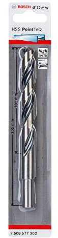 Bosch Professional 1x HSS Spiralbohrer PointTeQ (für Metall, reduzierter Schaft, 12 x 101 x 151 mm, Zubehör Bohrschrauber)
