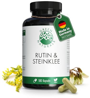 Rutin & Steinklee - Hochdosiert: 1.000mg pro Tagesdosis - Vorrat für 3 Monate (180 Kapseln) - 100% Vegan & Ohne Zusätze - Green Naturals®