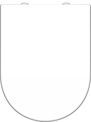 SCHÜTTE WC-Sitz - Toilettendeckel D-Form | Klodeckel mit Absenkautomatik & Schnellverschluss | Duroplast | Weiß | 19383