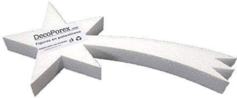DecoPorex - Estrella de Navidad de 30 cm en Poliestireno Expandido sin Pintar, Ideal para Decoraciones y Manualidades Festivas