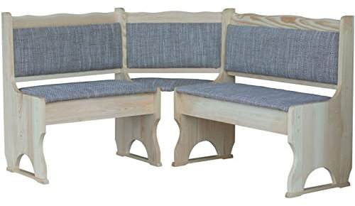k koma Eckbank Unbehandelt mit Polsterung MASSIVHOLZ NEU - BEIGE (120 x 120)