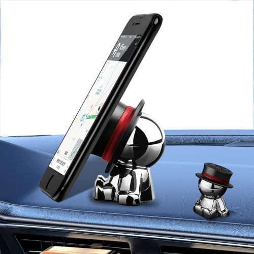 aokway Magnet Handyhalterung Auto – Lustige Mad Hatter Figur KFZ Handyhalter, 360° drehbar, Armaturenbrett Deko, kompatibel mit iPhone Samsung und Allen Smartphones, Geschenk für Autofahrer (schwarz)