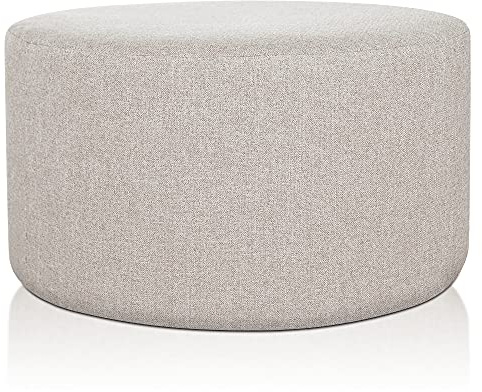 DESHOME Fußhocker Ø 80 cm Handarbeit Made in Italy Hocker für Sofa Wohnzimmer Schlafzimmer – Puff Venus (Beige)