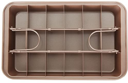 LOLYSIC Brownie Tin, Non Stick Brownie Tray with Dividers, 18-Slot Rectangular Carbon Steel Brownies Pan Traybake Tin for Oven Baking Roasting Cake Cookies Lasagna, 31x20x4cm