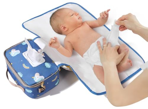 Sunveno Windeltasche mit Wickelunterlage, Kinderwagentaschen Organizer, wasserdicht wickel umhängetasche, tragbare Wickelunterlage, Wickeltasche für unterwegs mit extra viel Platz