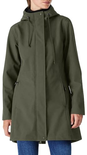 Outdoor Ventures Giacca impermeabile da donna, lunga softshell con cappuccio, per le mezze stagioni, impermeabile, giacca funzionale foderata, impermeabile, antivento, giacca traspirante, verde, S