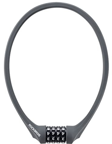 ROCKBROS Bike Lock Cable Locks with Combination Anti Theft 4 Digit Combination Bike Lock Lightweight Bicycle Lock Silicone Cable Lock 1.83 Feet Gray