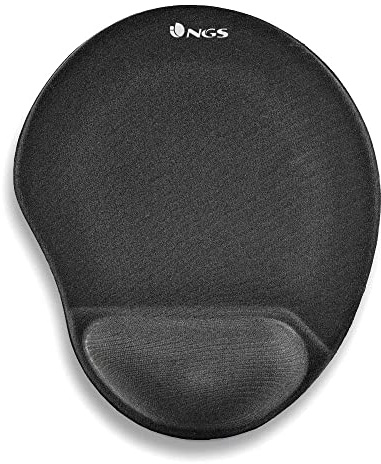 NGS Kilim Gel - Tapis de Souris Ergonomique avec Repose-Poignets, Mouse Pad Anti-dérapante, 25x21x2 cm, Couleur Noire