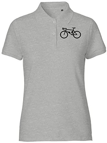 Huuraa Womans Poloshirt Bike Fahrrad Geschenk Größe L Sport Grey Bio Baumwolle Fairtrade Bike Präsent