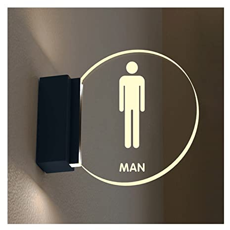 Targa for porta del WC, for toilette, bagno a LED, in acrilico for toilette for uomini e donne, luminosa rotonda da 8 pollici for montaggio a parete, for salotto ba