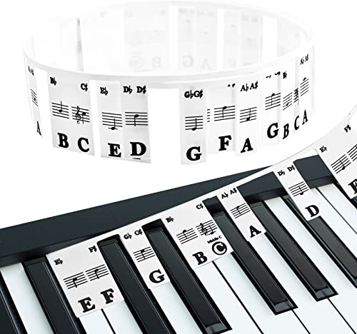Piano Keyboard Stickers, Removable Piano Keyboards Note Labels, Keys Music Notes Letter Label, Keyboard Letter Stickers, Piano Note Guide for Beginner Kids for 61/88 (88 Keys)
