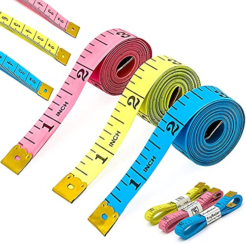 TrySalar Dual Sided Body Measuring Tape Measure for Body 6 Pack Double Scale Measurement Tape for Sewing Cloth Tailor 60 Inch/ 150 cm(Multicolor 6Pcs)