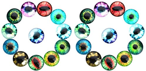 EXCEART 40pcs DIY Eye Glass Patch Circular Jewelry Making Material Supplies Glass Patch for Embellishments Imitated Gemstone Paste for Crafting Mixed Connector Charms