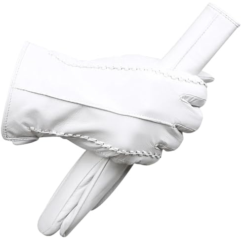 Modische weiße Lederhandschuhe für Damen, bequem, Radfahren, Skifahren, warme Winter-Lederhandschuhe