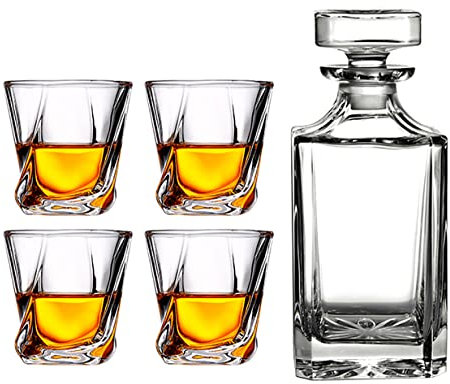 YOtat Vasos De Whisky De Cristal, Juego De Vasos De Lujo De 2/4/6 En Caja De Regalo Forrada De Satén, Vasos De Bar Antiguos para Beber Whisky Bourbonscotch, Cócteles, Coñac (4 Tazas)