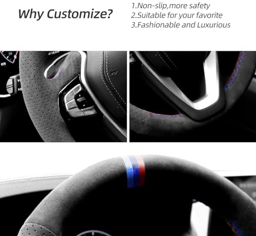 WQKRBMGU Handgenähte Alcantara-Lenkradabdeckung für BMW G20 G21 G30 G31 G32 X3 G01 X4 G02 X5 G05/ X7 G07 Z4 G29 G11 G12