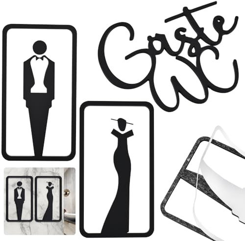 DIKEBAO WC Targhetta Autoadesiva con Segno Uomo e Donna, Cartello Occupato per Porta Autoadesivo con Scritta per Ristoranti, Uffici e Scuole