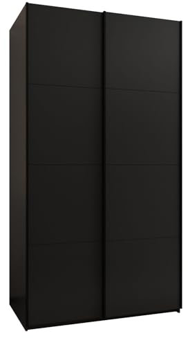 MEBLE KRYSPOL LUX 1 Schrank mit 2 Schiebetüren und geräuschlosem Schließen - Schiebesystem HETTICH Topline L - für Wohnzimmer, Schlafzimmer - 245,5x140x64cm - Schwarz, Schwarz, Schwarz